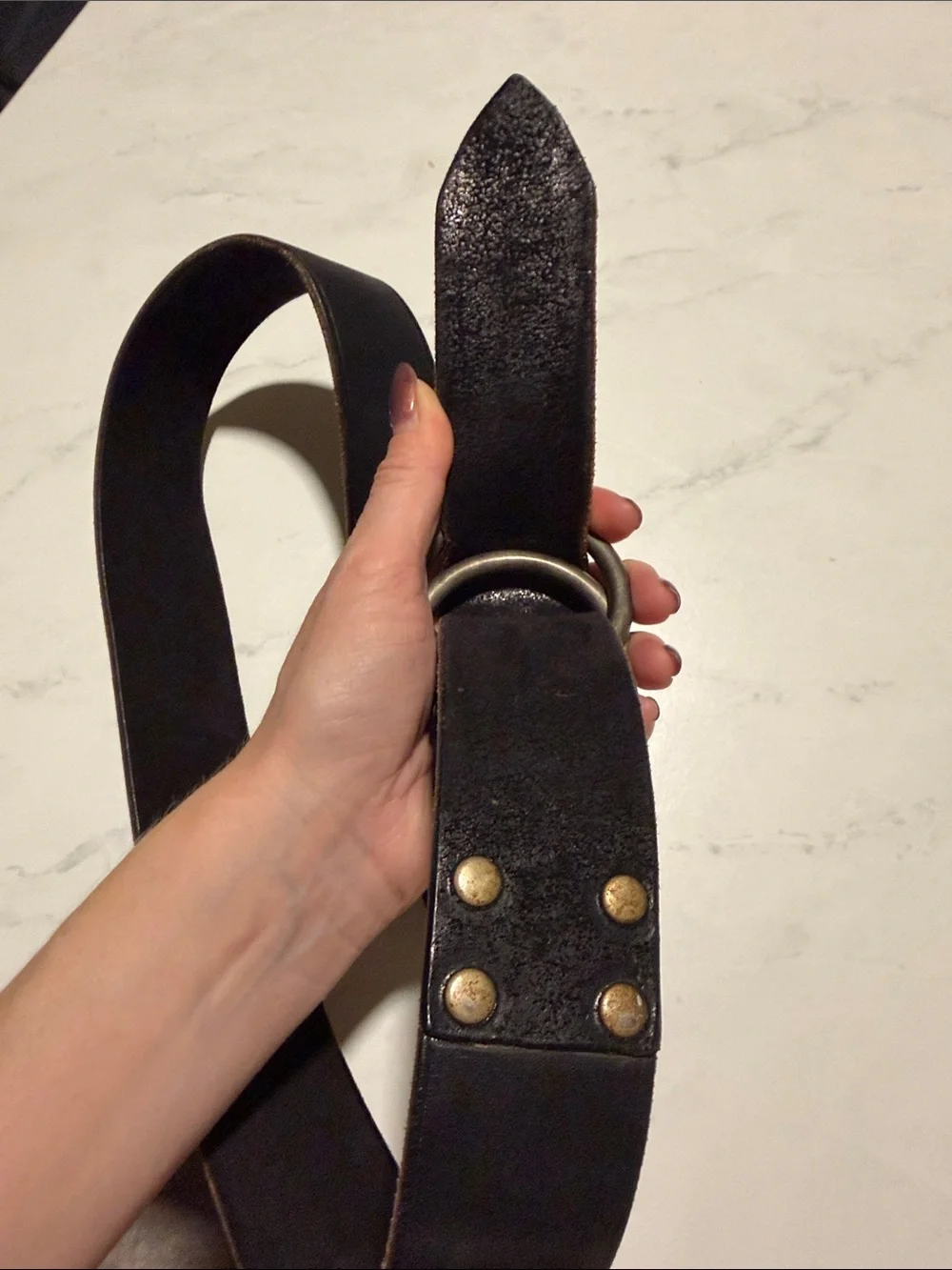 RARE Ralph Lauren RL67 Black Leather Ring-Buckle Belt